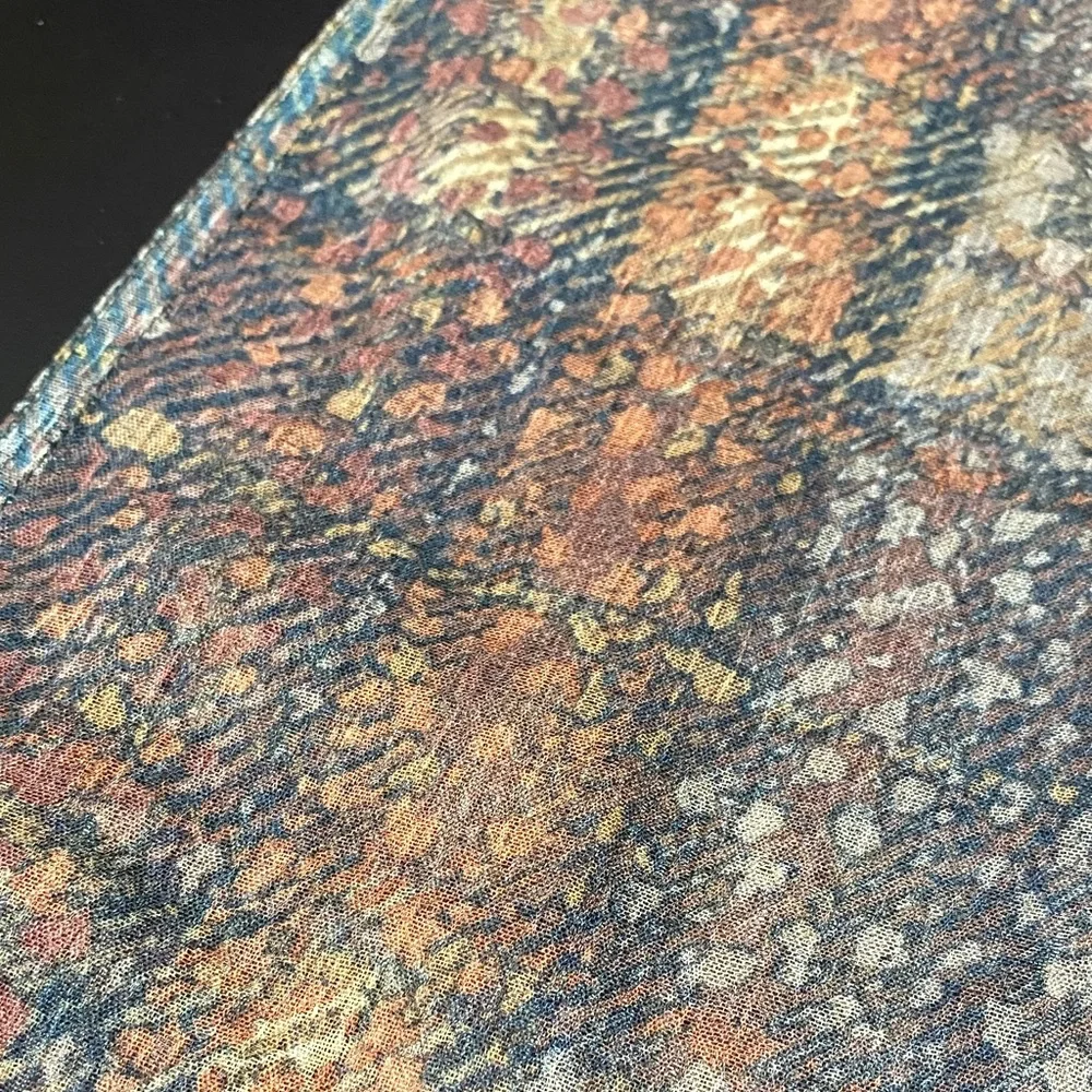 Vintage sheer Multicolor Patterned 59” x 15” Scarf